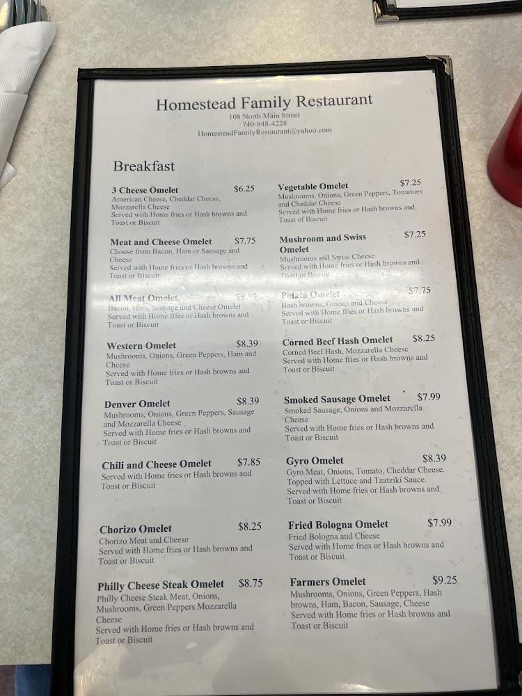 Homestead Family Restaurant Menu image 2